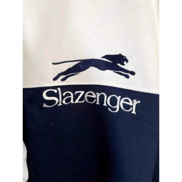 Slazenger - Men's White/Blue Logo Tennis Sweater Size L- *New with Tags* - Picture 2 of 6